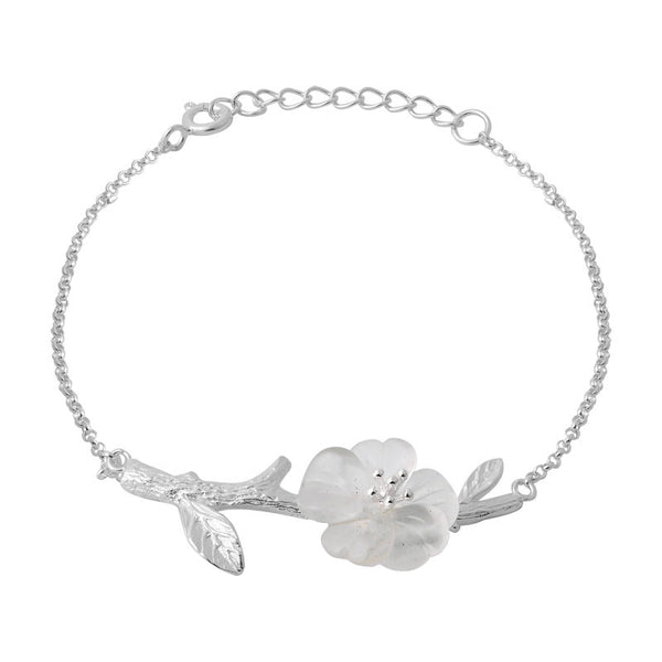 White Quartz Crystal Flower Bracelets in Sterling Silver Gifts For Women