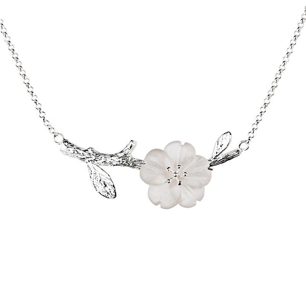White Quartz Flower Pendant Necklace