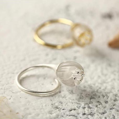 White Quartz Rings Silver Gifts for Women