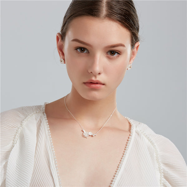 White Quartz silver Pendant Necklace gift women