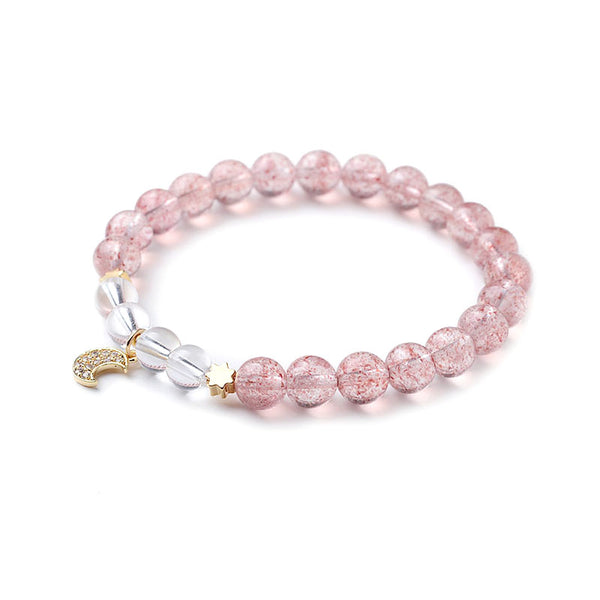 White Strawberry Quartz crystal Bead Bracelet Handmade Jewelry Women Accessories
