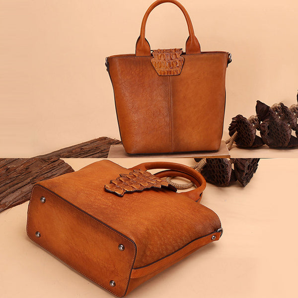 Women Alligator Pattern Brown Leather Totes Handbags Crossbody Bags Purse beautiful