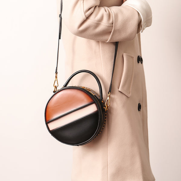 Women Circle Bag Leather Crossbody Bags Shoulder Bag Purses for Women Accessories