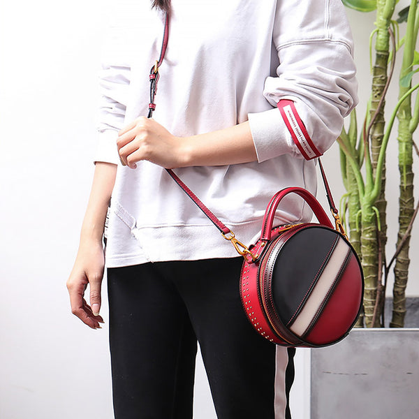 Women Circle Bag Leather Crossbody Bags Shoulder Bag Purses for Women cool