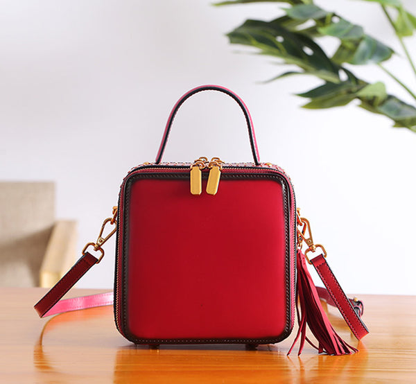 Women Cube Bag Leather Crossbody Bags Shoulder Bag Purses for Women small