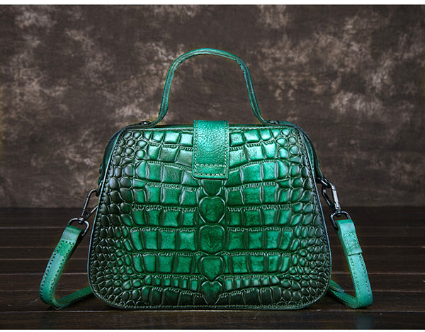 Women Doctors Bag Alligator Pattern Leather Handbags Crossbody Bags Genuine Leather
