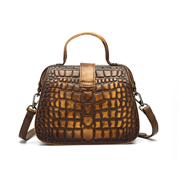 Women Doctors Bag Alligator Pattern Leather Handbags Crossbody Bags