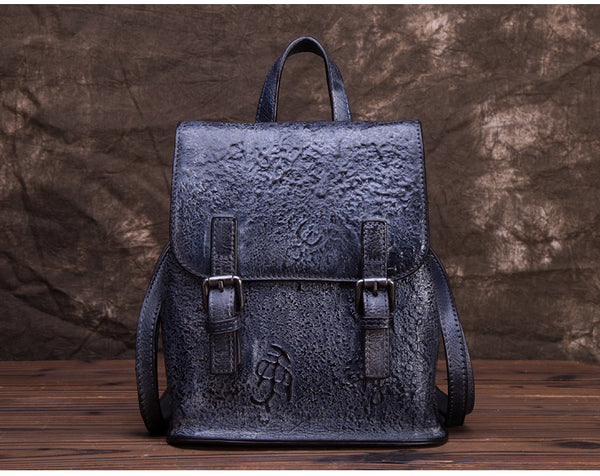 Women Dyeing Leather Backpack Handbags Cool Backpacks for Women Genuine Leather