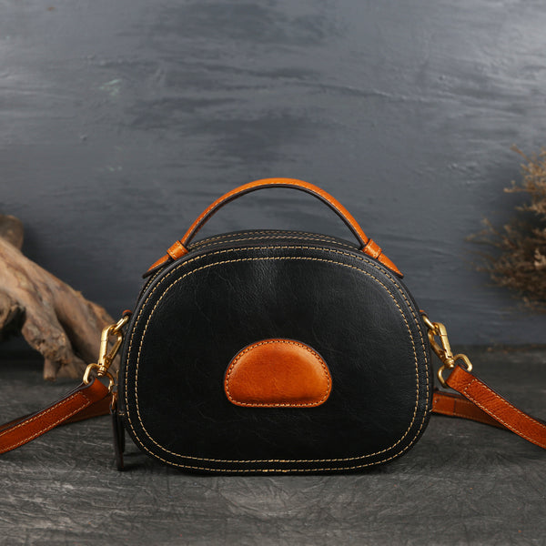 Women Genuine Leather Circle Bag Crossbody Bags Purses for Women Accessories