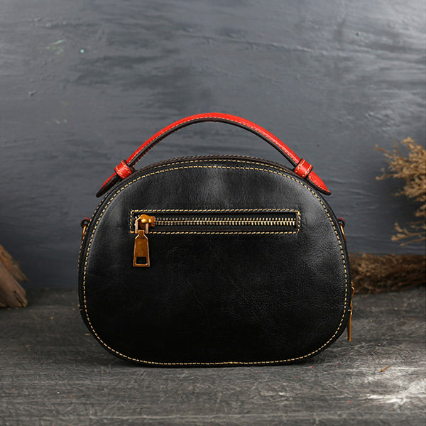 Women Genuine Leather Circle Bag Crossbody Bags Purses for Women Chic