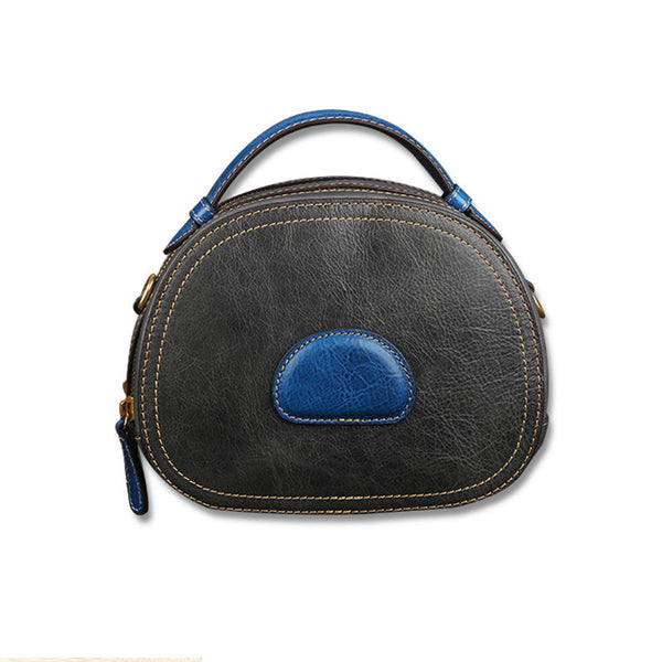 Women Genuine Leather Circle Bag Crossbody Bags Purses for Women Minimalist