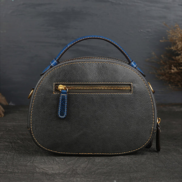 Women Genuine Leather Circle Bag Crossbody Bags Purses for Women Original