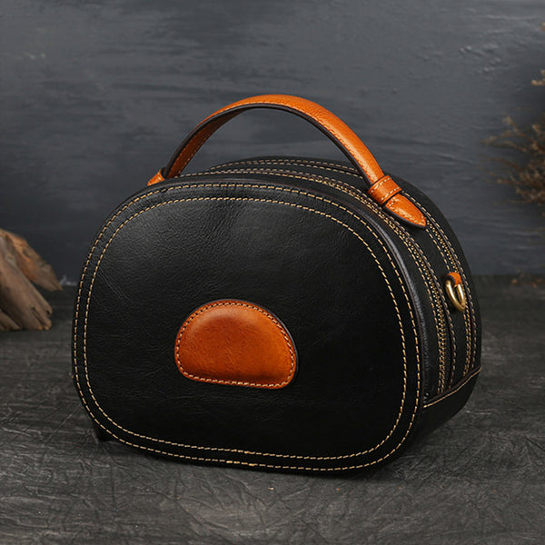  Women Genuine Leather Circle Bag Crossbody Bags Purses for Women cool