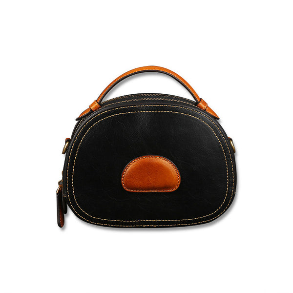 Women Genuine Leather Circle Bag Crossbody Bags Purses for Women mini