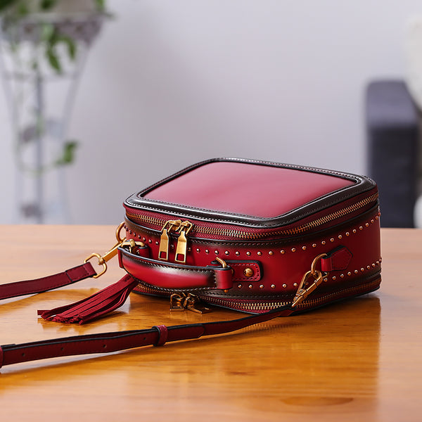 Women Genuine Leather Crossbody Bags Cube Bag Shoulder Bag Purses Accessories