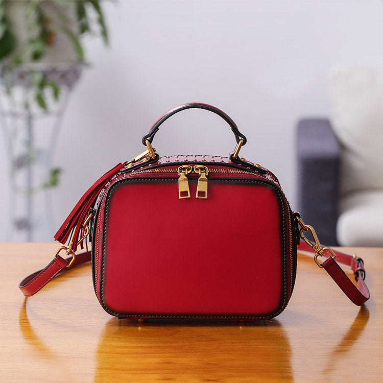 Red Leather Coach Purse Vintage Handbag Shoulder Bag Brass Hardware  Adjustable Strap Cross Body Messenger Bag
