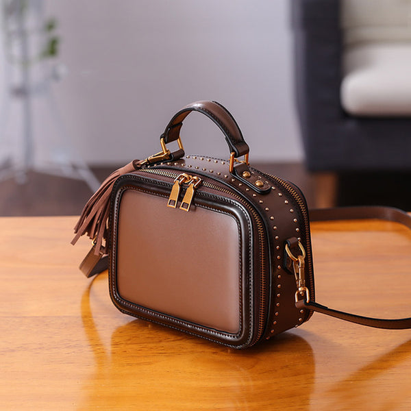 Women Genuine Leather Crossbody Bags Cube Bag Shoulder Bag Purses Details