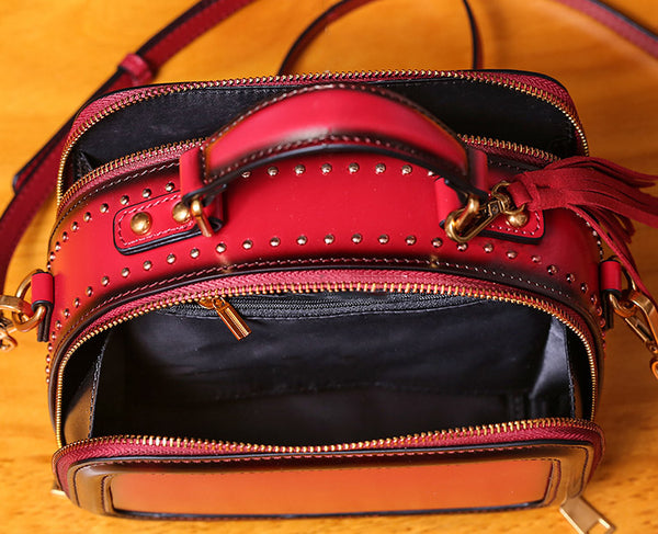 Women Genuine Leather Crossbody Bags Cube Bag Shoulder Bag Purses Unique