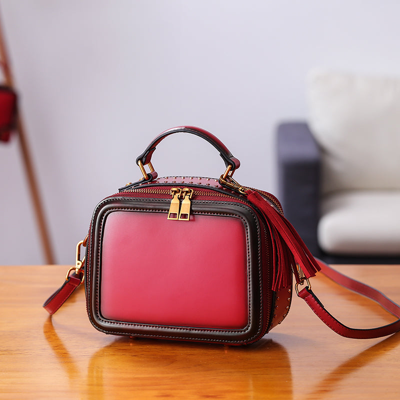 Genuine Leather Cute Cube Box Handbag Crossbody Bag Shoulder Bag Women  #designerhandbags
