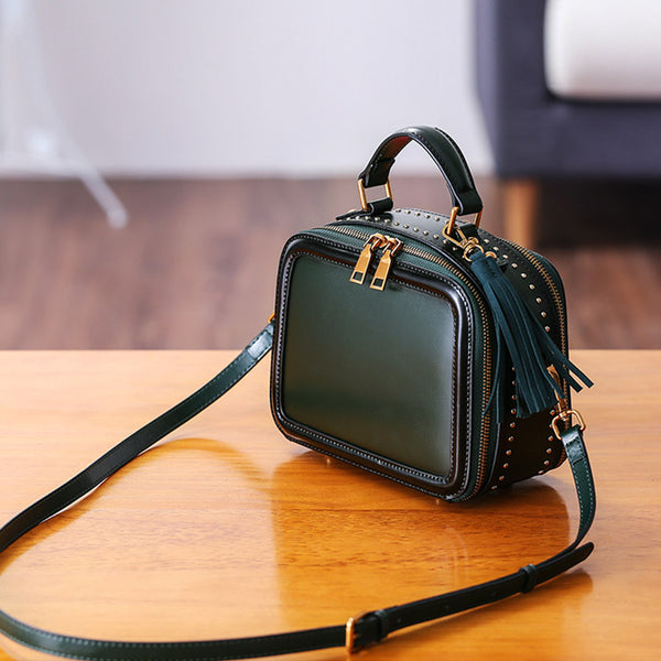 Women Genuine Leather Crossbody Bags Cube Bag Shoulder Bag Purses small