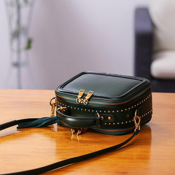 Women Genuine Leather Crossbody Bags Cube Bag Shoulder Bag Purses stylish