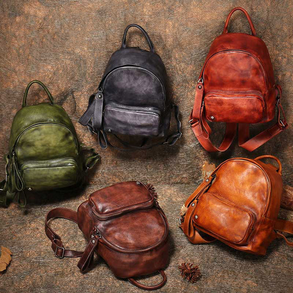 Women Leather Small Backpack Purse Cute Backpacks for Women cowhide
