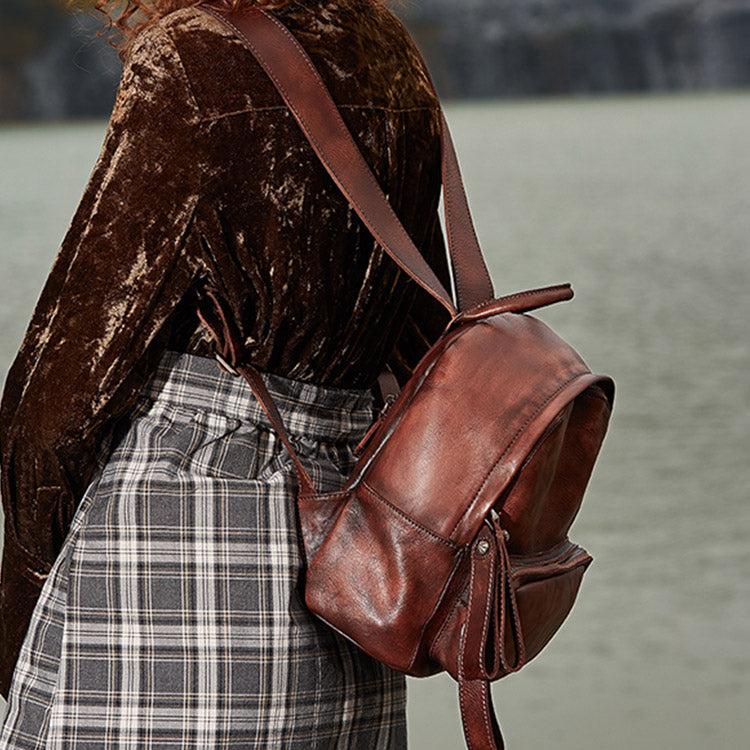 cute brown faux leather backpacks Small Backpack This simple elegant design is perfect for all occasions Mini Pebble Crossbody Backpack |