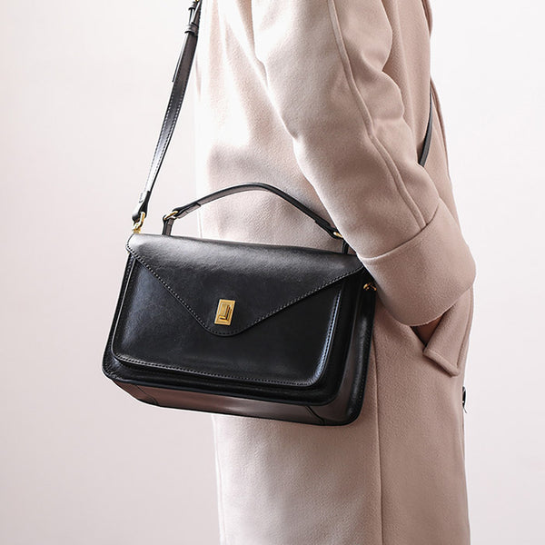 Women Stylish Leather Satchel Bag Crossbody Bags Purses for Women Black