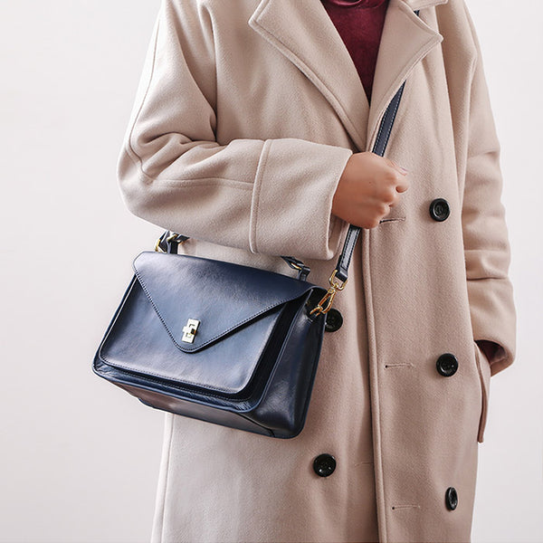 Women Stylish Leather Satchel Bag Crossbody Bags Purses for Women Blue
