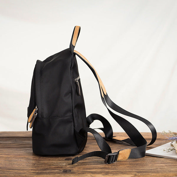 Women's Black Nylon Backpack Waterproof Rucksack For Women Black