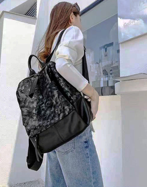 Women's Black Nylon Backpack Women's Backpacks With Laptop Compartment Chic