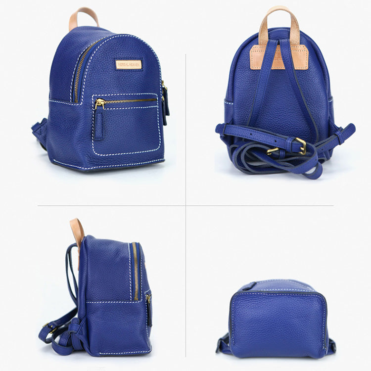 blue mini backpack purse Women's Blue Leather Mini Backpack Bag Purse Trendy Backpacks for Womens
