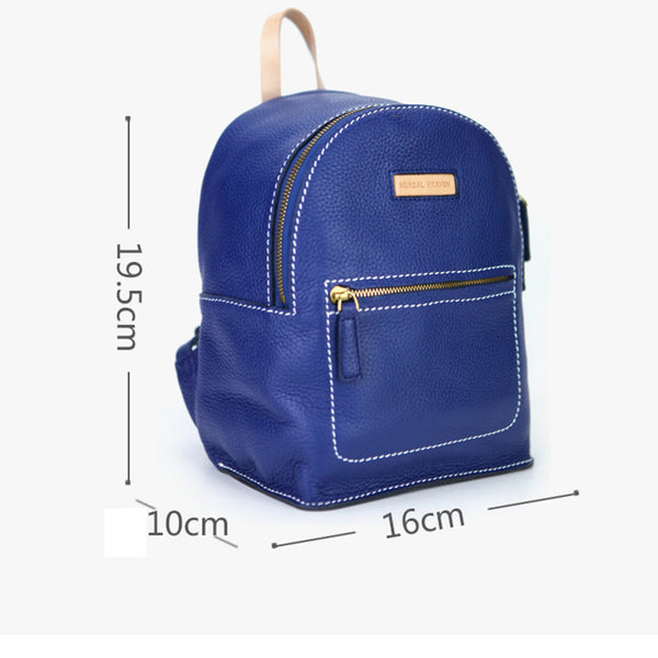 Women's Blue Leather Mini Backpack Bag Purse Trendy Backpacks for Womens