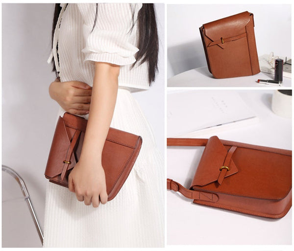 Women's Brown Leather Satchel Shoulder Bag Genuine Leather Crossbody Bags For Women Cool