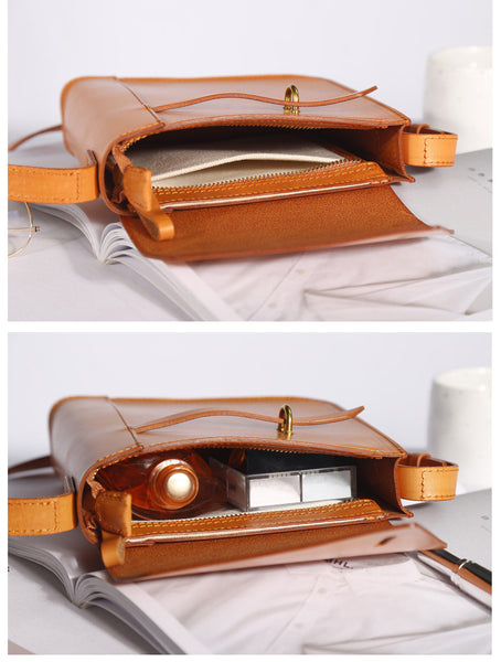Women's Brown Leather Satchel Shoulder Bag Genuine Leather Crossbody Bags For Women Inside