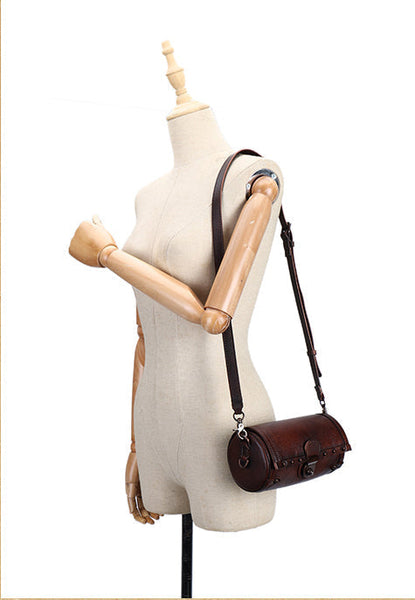 Women's Cylindric Bag Genuine Leather Shoulder Bags Chic