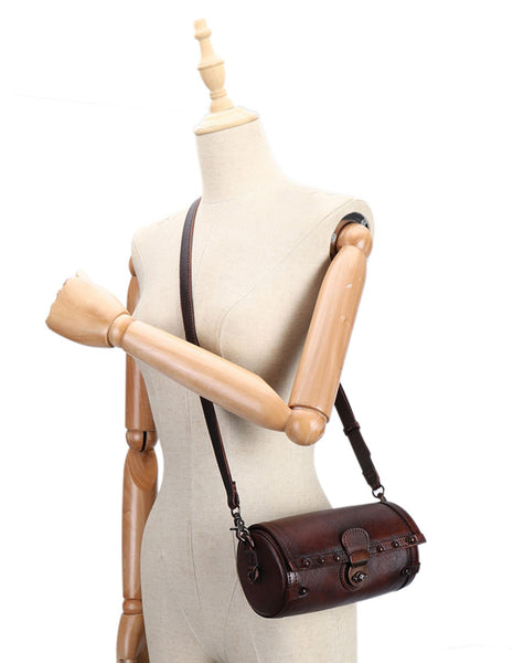 Women's Cylindric Bag Genuine Leather Shoulder Bags Classic