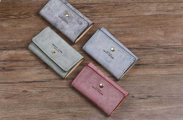 Women's Designer Key Holder Purse Small Card Wallets for Women Genuine Leather