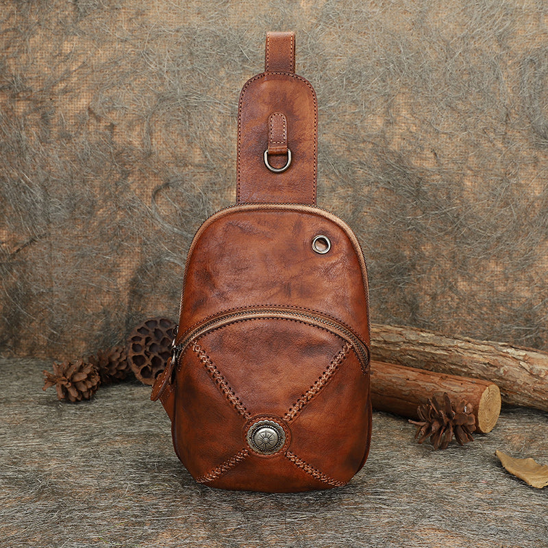 designer leather sling backpack Gramercy Sling, Chocolate Leather by WaterField Designs, Leather Bag, Men's Leather Sling Bag, Sling Leather, Bags Made in USA to choice for commuting Womens Leather Chest Sling Bag