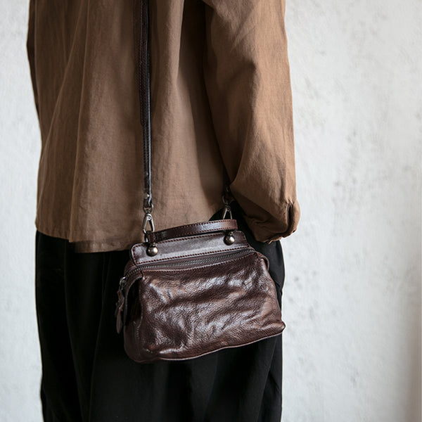 Women's Designer Tan Leather Crossbody Handbags Side Bag Purses for Womens Unique