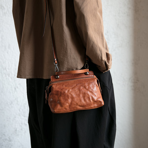 Women's Designer Tan Leather Crossbody Handbags Side Bag Purses for Womens work bag