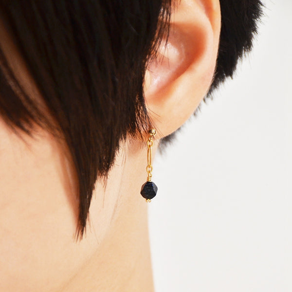 Women's Fashion Blue Sandstone Bead 14K Gold Stud Earrings Jewelry Accessories for Women adorable