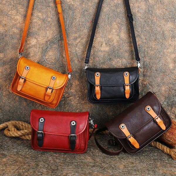 Vintage Women's Genuine Leather Crossbody Messenger Bag Satchel Purse Bag for Women Beautiful