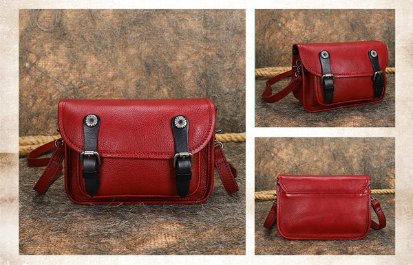 Vintage Women's Genuine Leather Crossbody Messenger Bag Satchel Purse Bag for Women Cool