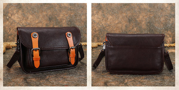 Vintage Women's Genuine Leather Crossbody Messenger Bag Satchel Purse Bag for Women Designer