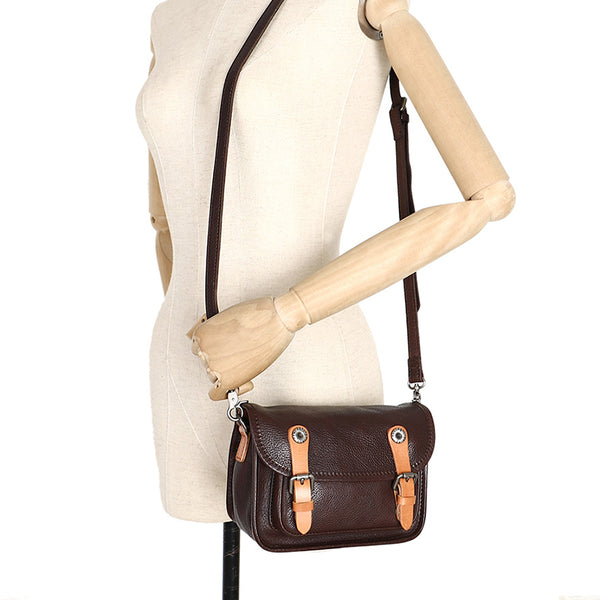 Vintage Women's Genuine Leather Crossbody Messenger Bag Satchel Purse Bag for Women Genuine Leather