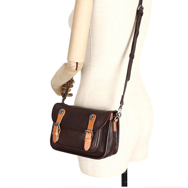 Vintage Women's Genuine Leather Crossbody Messenger Bag Satchel Purse Bag for Women Handmade