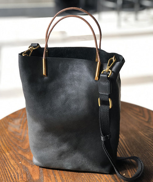 Women's Genuine Leather Tote Bags Cross Bags For Women Black
