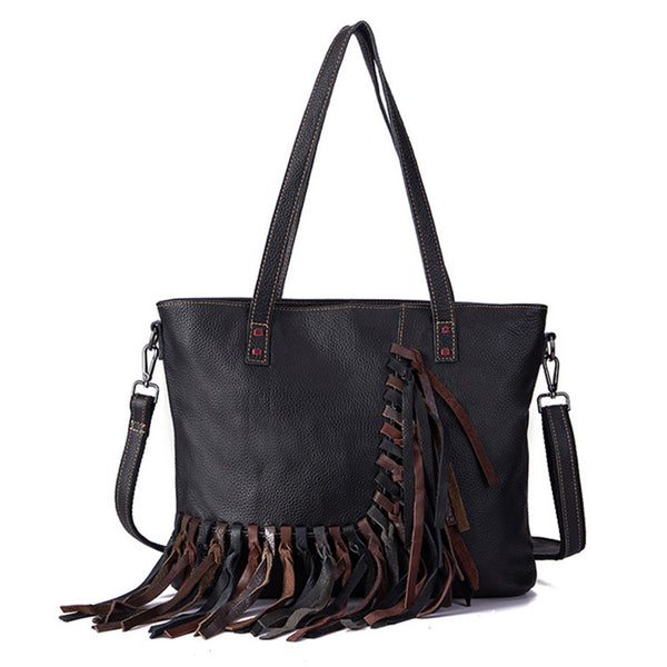 Women's Hobo Leather Fringe Handbags Purse Tote Bag With Zipper for Women Affordable