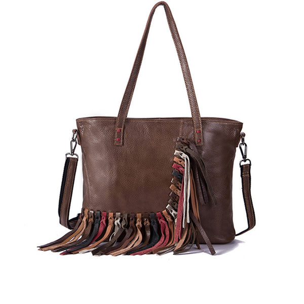Women's Hobo Leather Fringe Handbags Purse